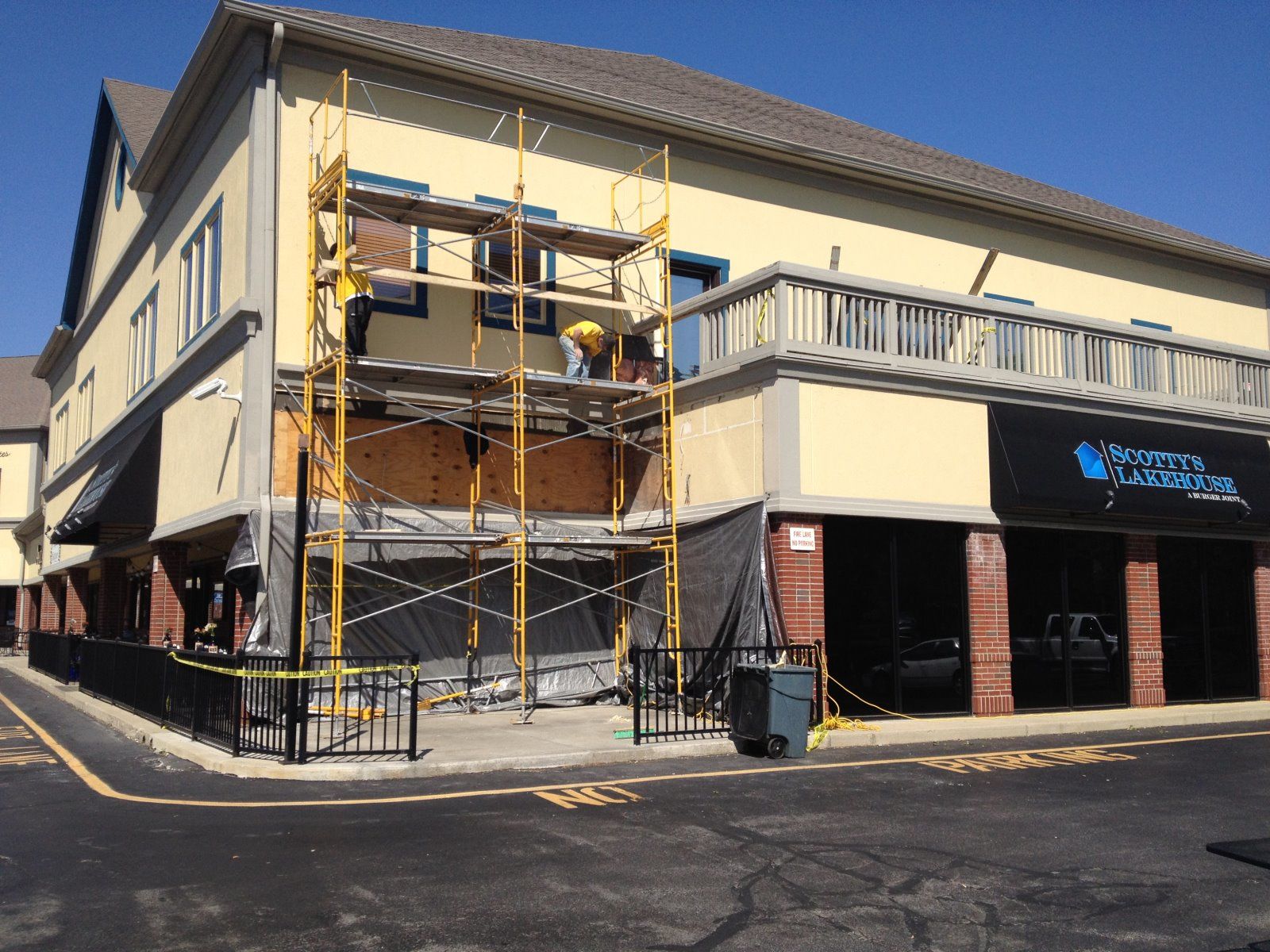 Scotty's - Indianapolis, IN - EIFS Major Repair from water intrusion leak, flood, moisture, wet wall, replace stucco